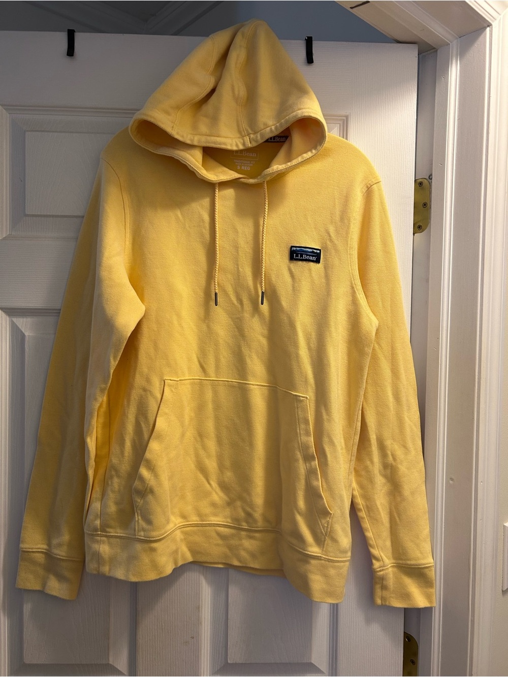 L.L. Bean Yellow Traditional Fit Pique Knit Hoodie Pullover Men's Small 516818